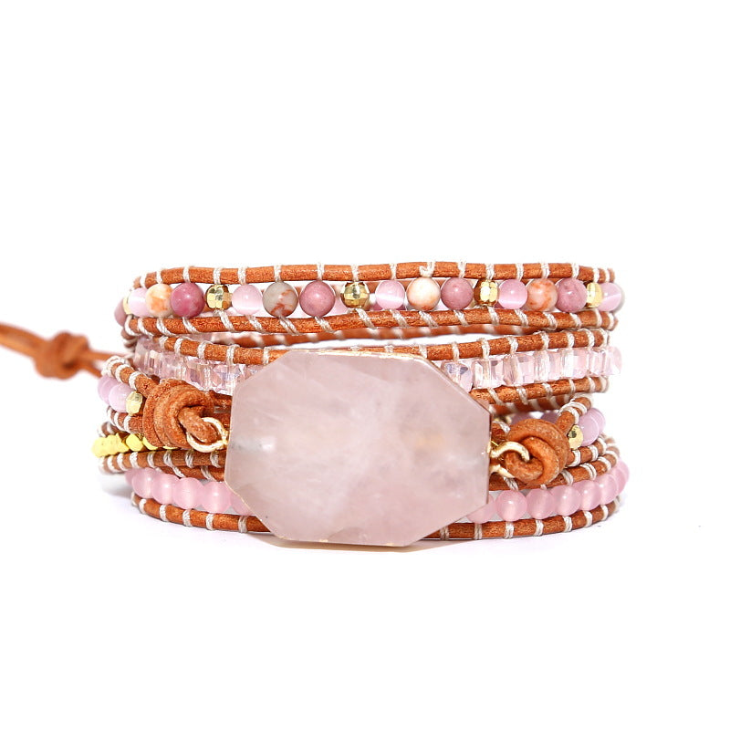 Pink Crystal Beads Bohemian Bracelet01