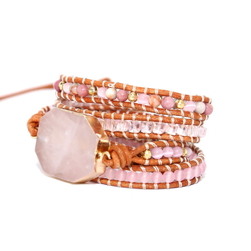 Pink Crystal Beads Bohemian Bracelet02