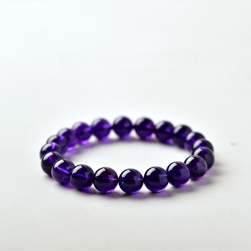 Uruguay Dark Amethyst Crystal Beaded Bracelet 7A07