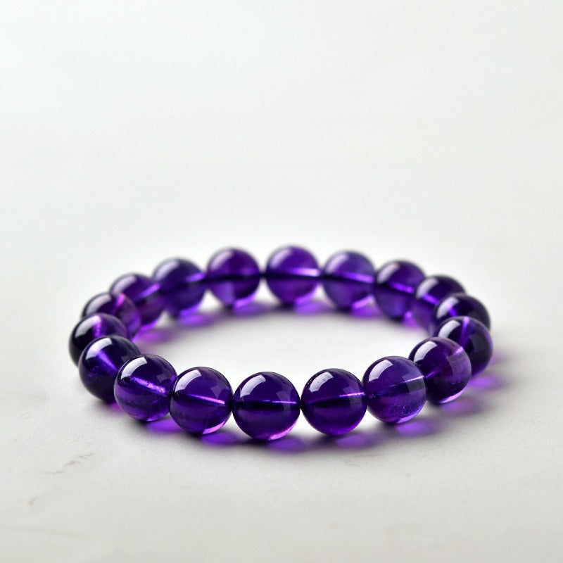 Uruguay Dark Amethyst Crystal Beaded Bracelet 7A02