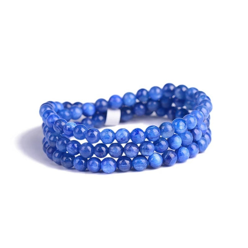 Aquamarine crystal bracelet 6mm 3-loop