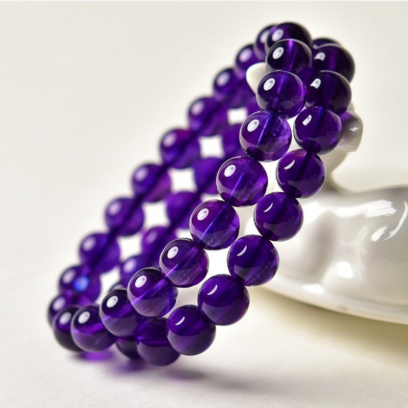 Uruguay Dark Amethyst Crystal Beaded Bracelet 7A04