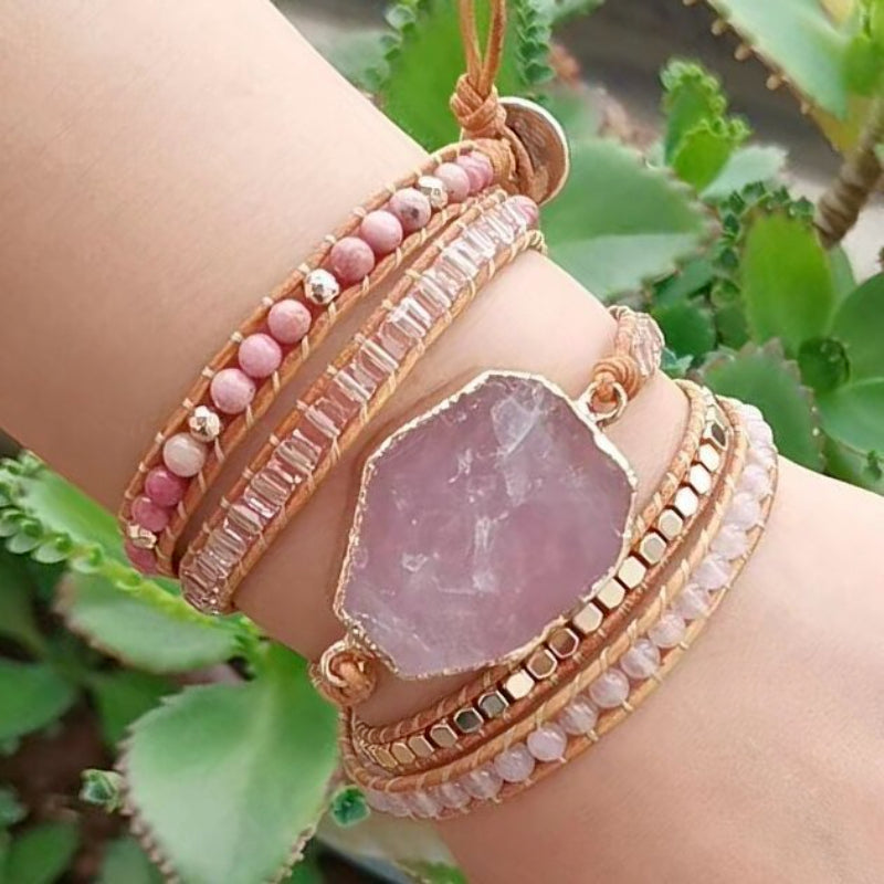 Pink Love Crystal Beads Bracelet01